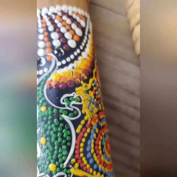 2 Rain Sticks, Turtle, Gecko, Dot Painted Bamboo, Small - Picture 6 of 7